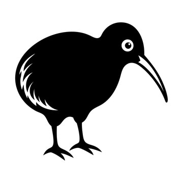 recommend clip art: Black silhouette kiwi bird icon and vector illustration