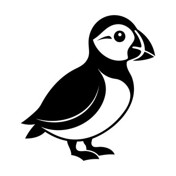recommend clip art: Black silhouette puffin bird icon and vector illustration isolated on a white background