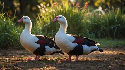 Obraz premium stock photography muscovy ducks in a beautiful farm