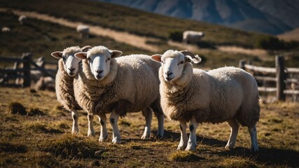 Fototapeta premium stock photography patagonian sheeps in a beautiful farm