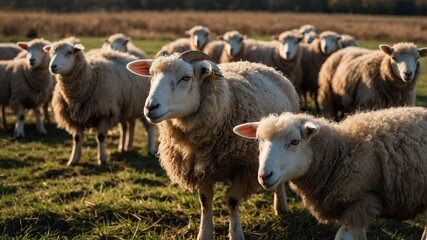 stock photography romney sheeps in a beautiful farm