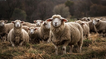 stock photography romney sheeps in a beautiful farm