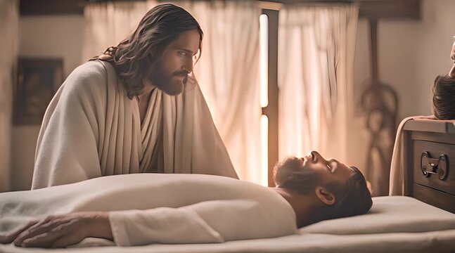 Jesus Touching the Sick with Divine Grace