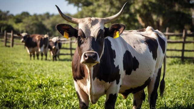 stock photography zebu cattles in a beautiful farm