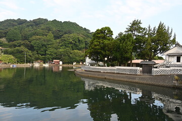 静岡県松崎町の川沿いの風景
