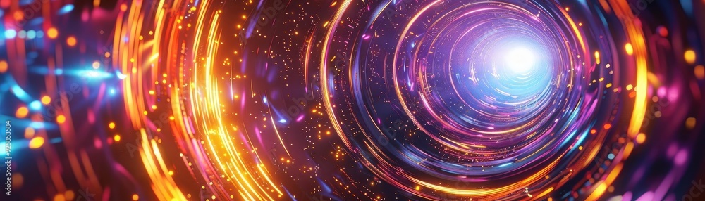 Wall mural vibrant abstract art depicting a swirling tunnel of light and color, creating a mesmerizing visual e