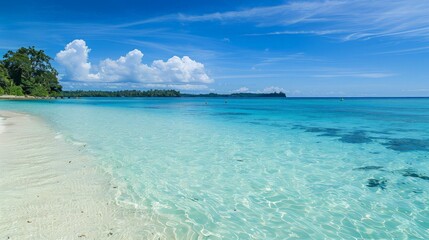 Fototapeta premium Tropical Paradise: Crystal Clear Water and Pristine Beach
