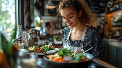 Person savoring a healthy meal while focusing on the connection between food and mental wellbeing, Mental health, mindful eating for athletes