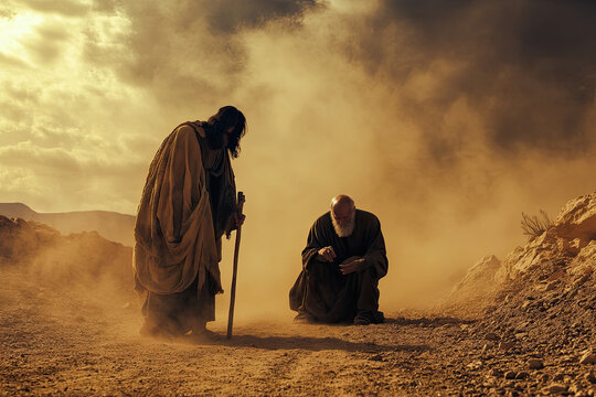 Parable of good samaritan, Bible story illustration, Biblical religious stories, Christian faith in God illustrations backgrounds, generated ai