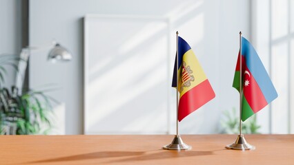 FLAGS OF ANDORRA AND AZERBAIJAN  ON TABLE