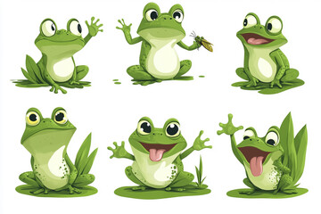 Obraz premium Cute frog characters set.