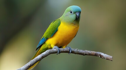 Obraz premium Orange-bellied parrot --ar 16:9 --style raw --v 6.1 Job ID: 045db8bc-f6c6-4d37-9125-d441f62c674d