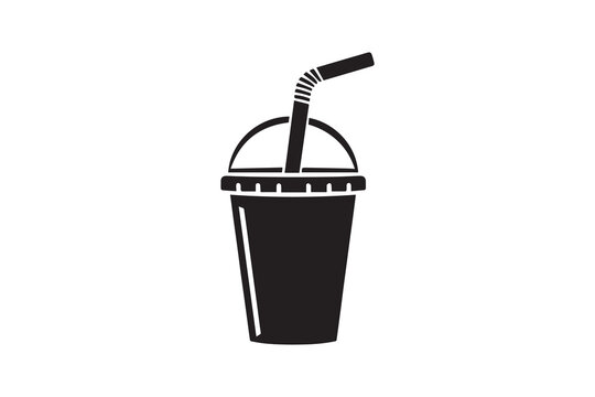 recommend clip art: plastic cup with straw vector silhouette