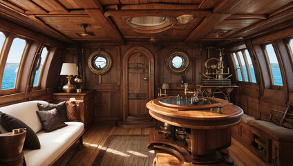 船内、豪華　木目調　綺麗