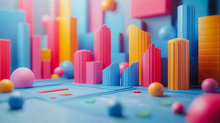 Obraz premium Minimalist financial concept, modern design, high-tech elements, clean data visualization, sleek and elegant, 3D background