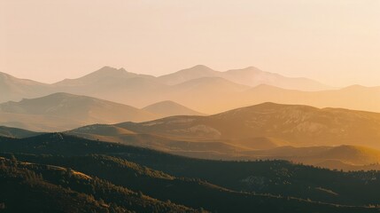 Obraz premium Mountain Ranges at Sunset