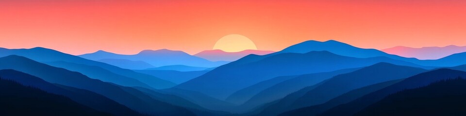 Obraz premium Ethereal Winter Wonderland: AI-Generated 4K Minimalist Landscape featuring Misty Mountains, Serene Ocean, and Dreamy Sunrise. Enchanting Flat Art Design for 2025 Seasonal UI, Festive Posters, and Webp