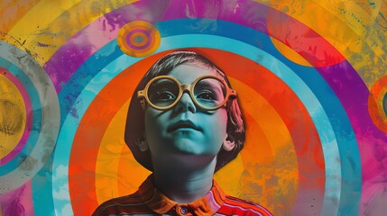 retro psychedelic collage , 70s psychedelic art
, psychedelic collage art , mixed media collage art
, kid sunglasses collage