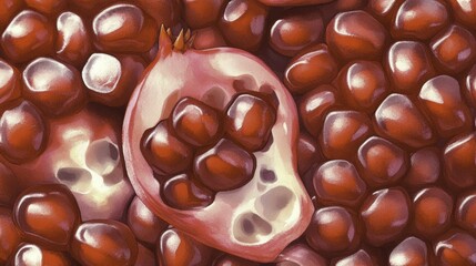 Juicy Red Pomegranate Seeds Closeup