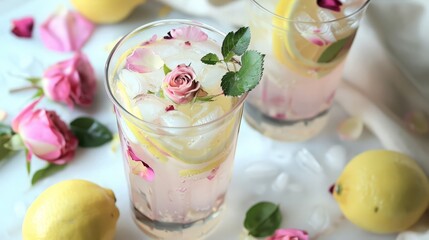 Refreshing Rose and Lemon Drink