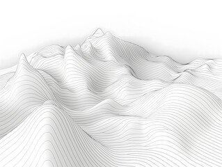 中国山峰山水画彩铅画