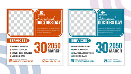 International doctor day social media post design for a brading medical hospitals 