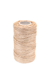 Spool of jute string isolated on white background.