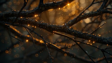 Beautiful green tree branch in the park. Close-up photography