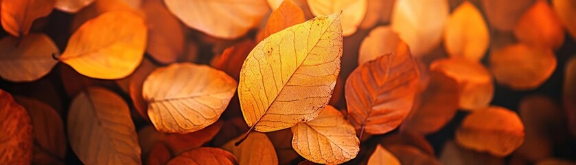 Obraz premium A vibrant collection of autumn leaves in warm hues, creating a cozy and inviting atmosphere with nature's beautiful palette.