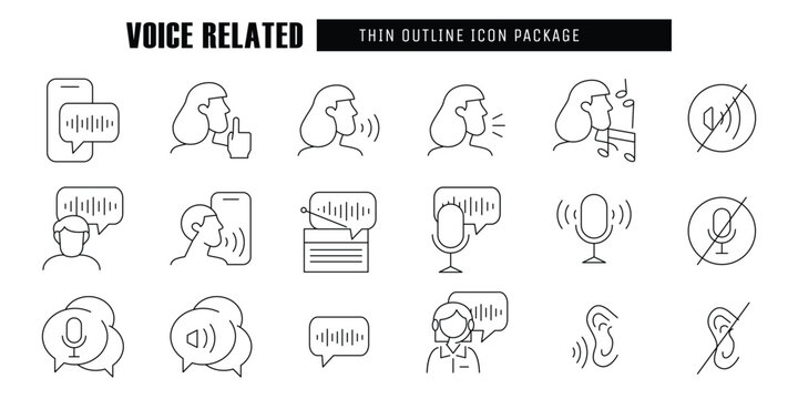 voice Related thin outline icon vector design good for web and mobile app