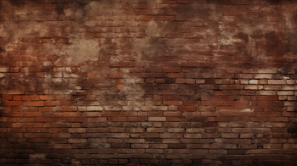 Old Red Brick Wall Background, Wide Panorama of Masonry, Black Brick Wall with Neon Lights, Dark Background for Design