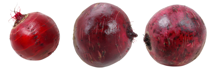 Detailed close-up of a bright red beetroot, isolated on a white background for clipping