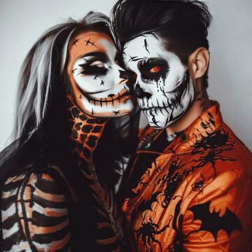 couple makeup dessing for Halloween