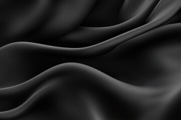 Obraz premium Sleek dark wall covering art. Modern silk textured backdrop featuring fluid wave designs. Stylish minimalistic canvas in high definition monochrome