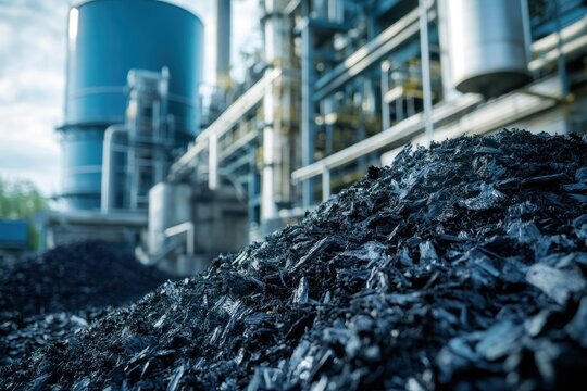 Production of biochar, syngas, and oils via pyrolysis of organic biomass in specialized facilities with a clean aesthetic. Elevated thermal decomposition method