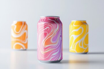 Obraz premium Soda can visual representation showcasing a flatlay packaging layout