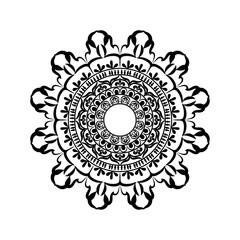 Ornamental round lace Mandala design black and white