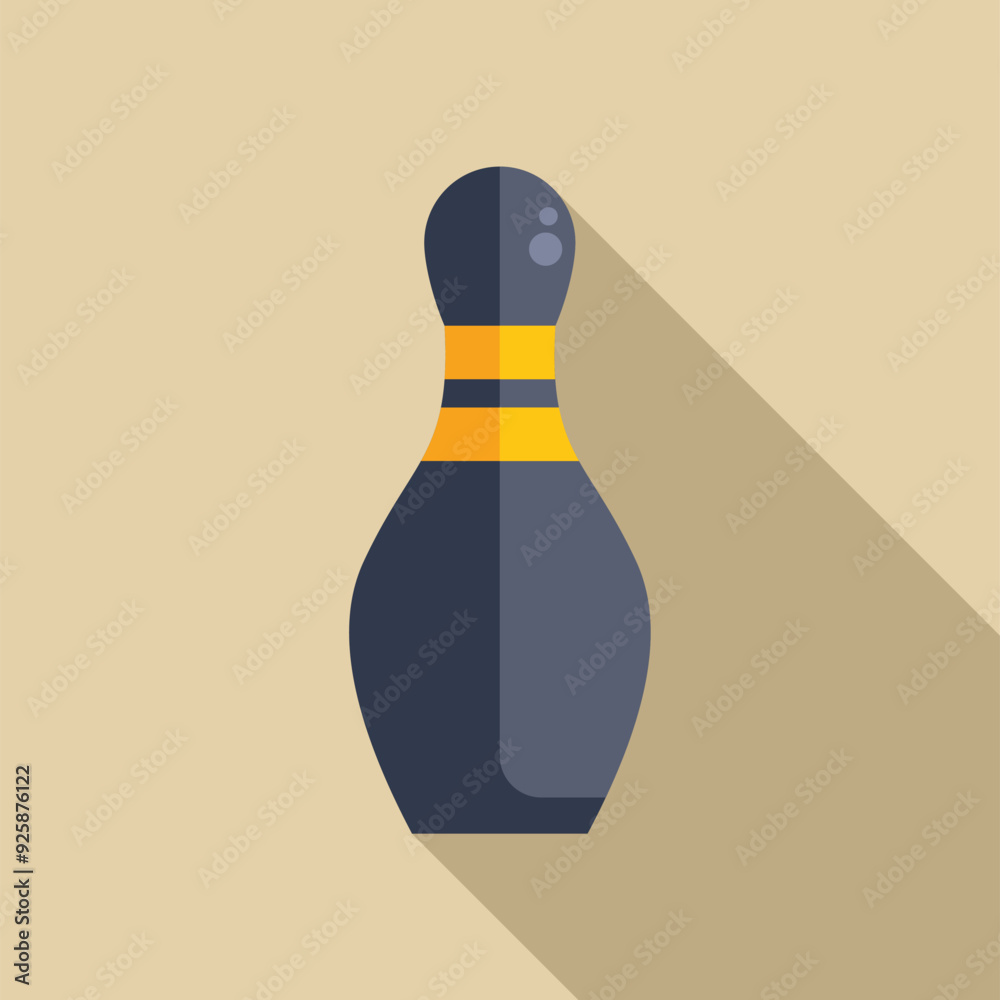 Sticker Minimalist graphic design of a bowling pin casting a long shadow, perfect for representing the sport of bowling