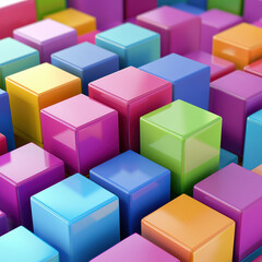Obraz premium Colorful, blocks, cubes, 3D, arrangement