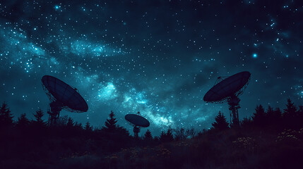 Fototapeta premium beautiful night time with Observatory antenna