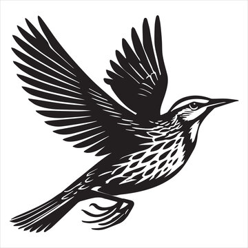 recommend clip art: Western meadowlark silhouette, Meadowlark Bird Clipart, Western Meadowlark in gliding flight Illustration