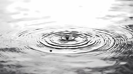 A serene black and white image showcasing ripples on calm water, creating a tranquil atmosphere and perfect for artistic projects.