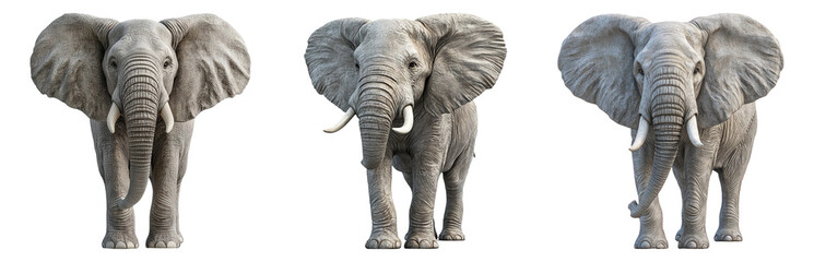 Elephant set isolated on transparent background perfect for wildlife and nature themed designs and concepts