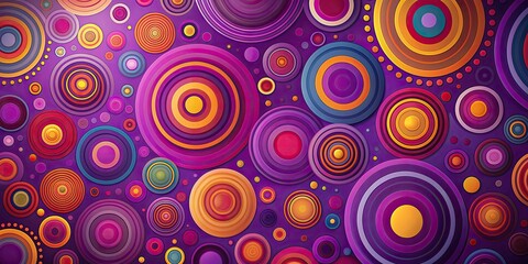 Vibrant painting of circles on striking purple background, circles, vibrant, painting, colorful, abstract, geometric, design