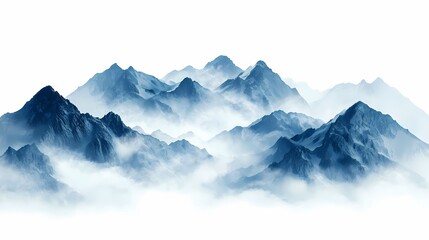 A serene landscape featuring majestic mountains draped in soft mist, perfect for conveying tranquility and natural beauty.