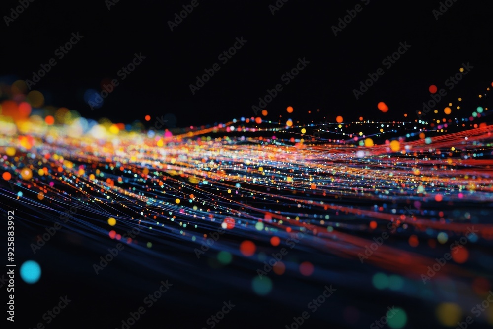 Poster dynamic lines of code flowing over a dark background, creating a sophisticated visual encounter