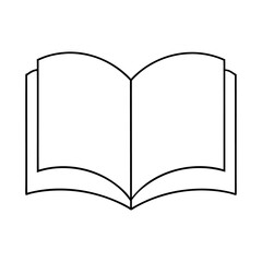 Open book outline icon and vector illustration