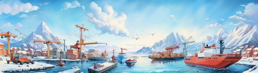 Fototapeta premium Supply chain, efficient logistics, seamless operations, Watercolor style