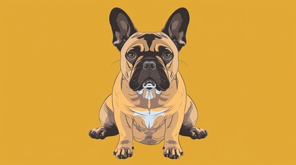 A charming illustration of a French Bulldog on a vibrant yellow background, perfect for pet lovers and dog enthusiasts.