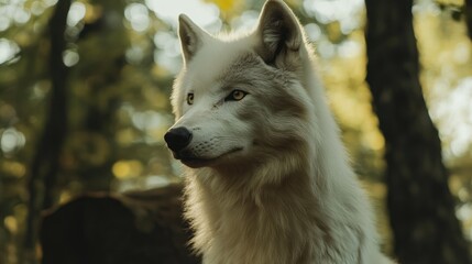 Obraz premium White Wolf in the Forest